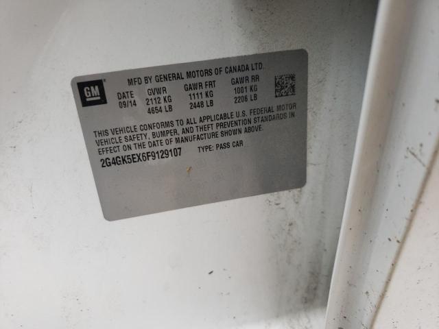 2G4GK5EX6F9129107 - 2015 BUICK REGAL WHITE photo 10