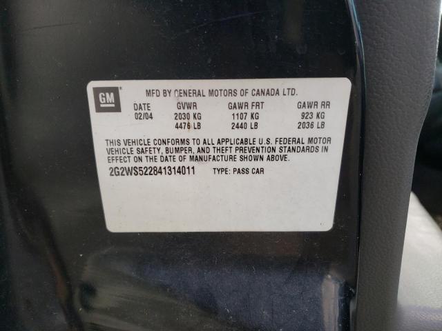 2G2WS522841314011 - 2004 PONTIAC GRAND PRIX შავი ფოტო 10