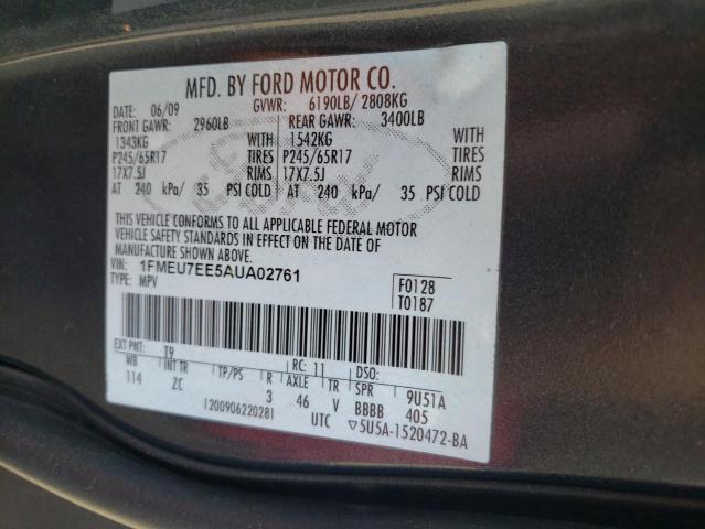 1FMEU7EE5AUA02761 - 2010 FORD EXPLORER E GRAY photo 10