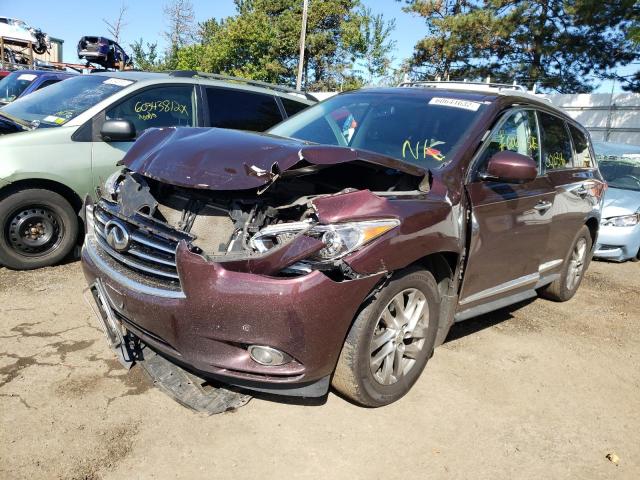 5N1AL0MM4DC324237 - 2013 INFINITI JX35 MAROON photo 2