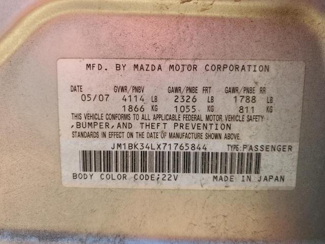 JM1BK34LX71765844 - 2007 MAZDA SPEED 3 SILVER photo 10