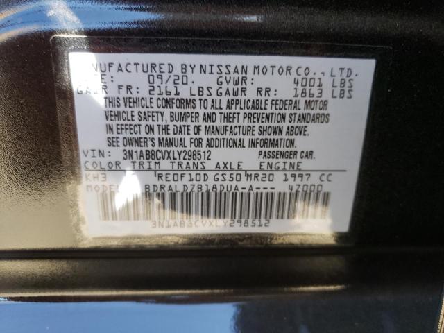 3N1AB8CVXLY298512 - 2020 NISSAN SENTRA SV BLACK photo 10