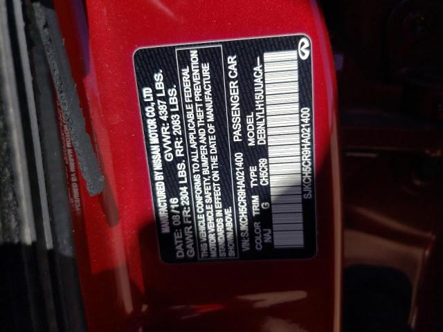 SJKCH5CR9HA021400 - 2017 INFINITI QX30 BASE RED photo 10