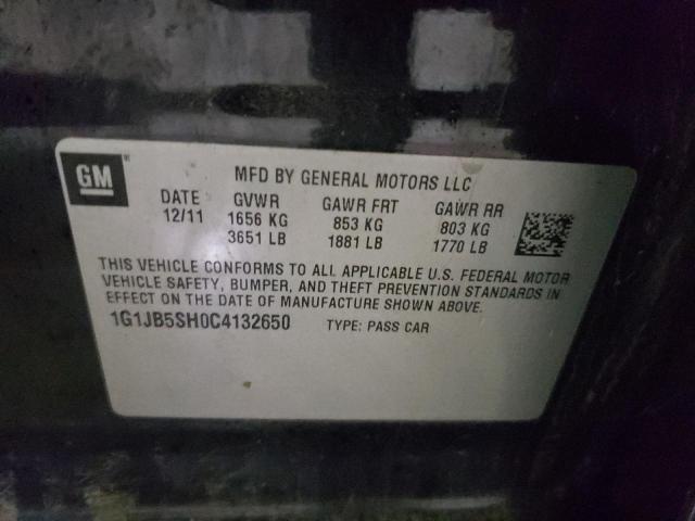 1G1JB5SH0C4132650 - 2012 CHEVROLET SONIC LS BLACK photo 10