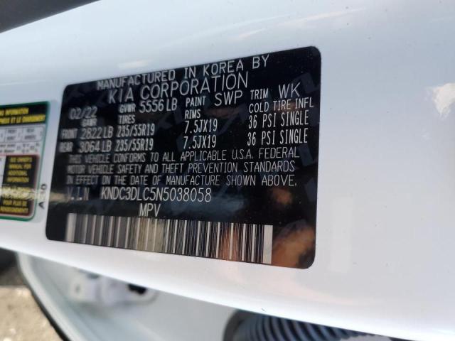 KNDC3DLC5N5038058 - 2022 KIA EV6 LIGHT WHITE photo 10