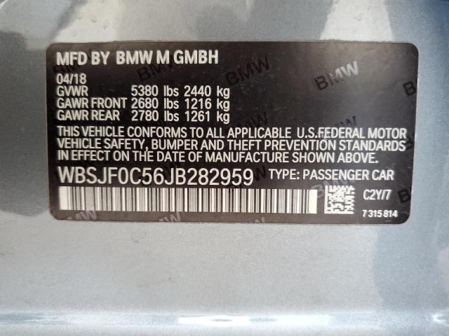 WBSJF0C56JB282959 - 2018 BMW M5 GRAY photo 10