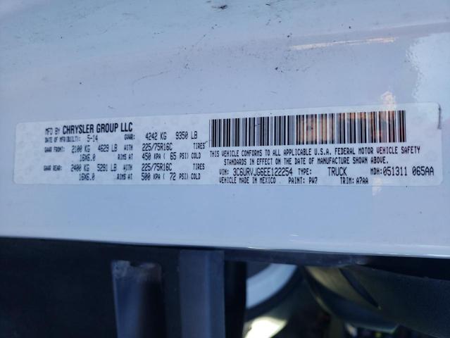 3C6URVJG6EE122254 - 2014 RAM PROMASTER WHITE photo 10