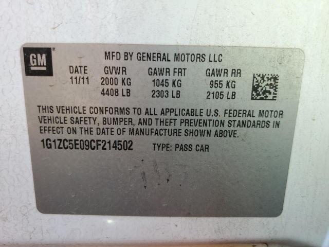 1G1ZC5E09CF214502 - 2012 CHEVROLET MALIBU 1LT თეთრი ფოტო 10