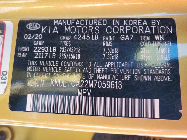 KNDETCA22M7059613 - 2021 KIA SELTOS SX GOLD photo 10