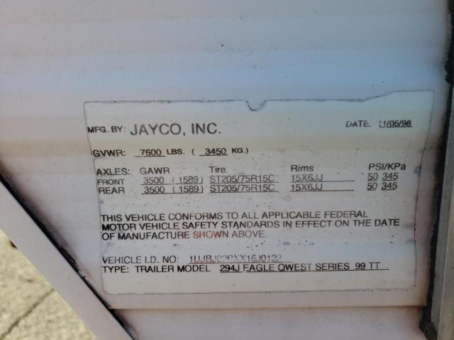 1UJBJ02PXX16J0122 - 1999 JAYCO QUEST WHITE photo 10