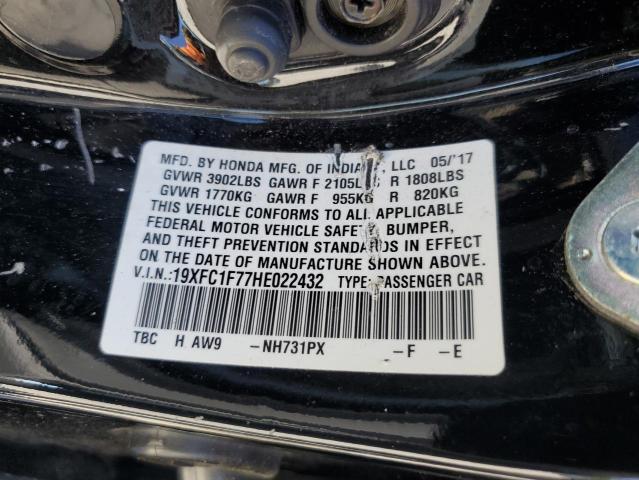 19XFC1F77HE022432 - 2017 HONDA CIVIC EXL Qara foto 10