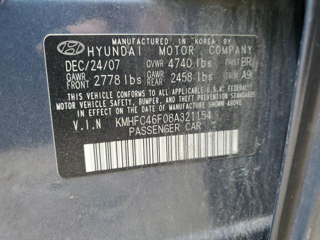 KMHFC46F08A321154 - 2008 HYUNDAI AZERA SE GREEN photo 10