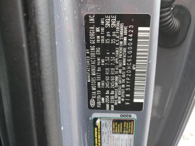 5XYP2DHC6LG004423 - 2020 KIA TELLURIDE BLUE photo 10