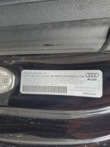 WAUVGAFH5CN002027 - 2012 AUDI S5 PRESTIG BLUE photo 10