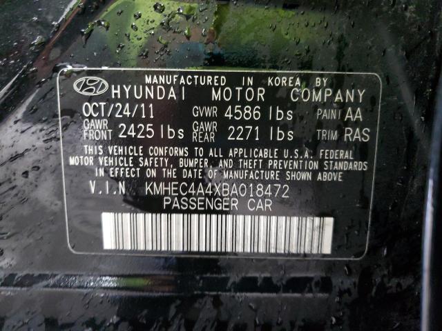 KMHEC4A4XBA018472 - 2011 HYUNDAI SONATA HYB BLACK photo 12