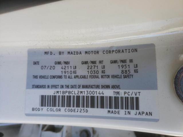 JM1BPBCL2M1300144 - 2021 MAZDA 3 PREFERRE WHITE photo 10