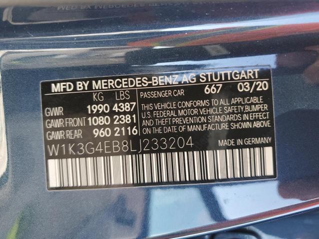 W1K3G4EB8LJ233204 - 2020 MERCEDES-BENZ A 220 BLUE photo 10