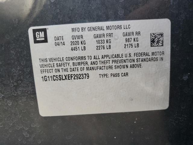 1G11C5SLXEF292379 - 2014 CHEVROLET MALIBU 1LT შავი ფოტო 10