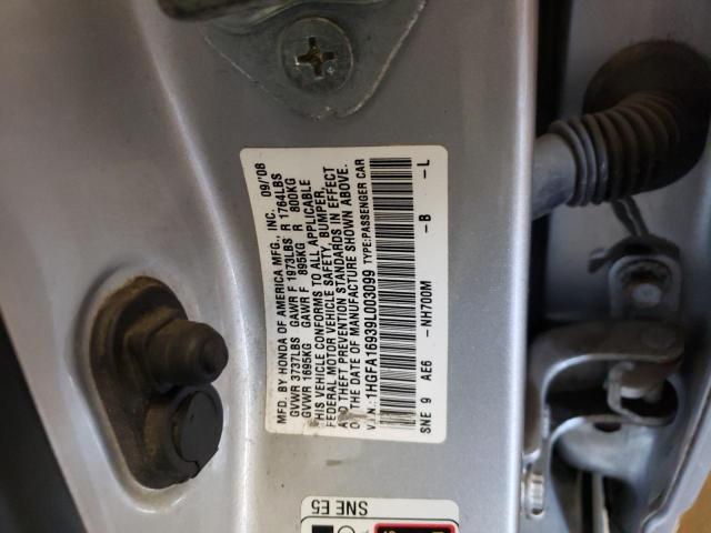 1HGFA16939L003099 - 2009 HONDA CIVIC EXL Gümüş foto 10