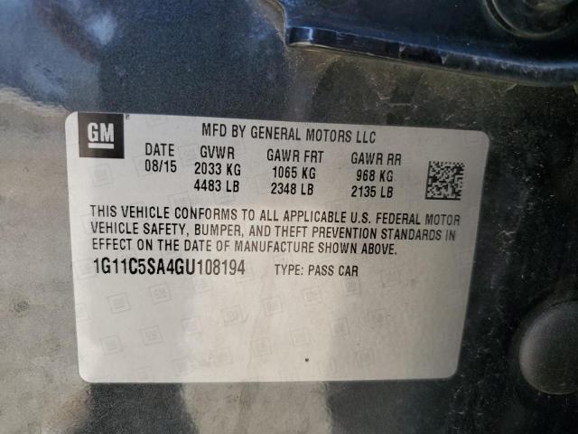 1G11C5SA4GU108194 - 2016 CHEVROLET MALIBU LIM 石墨色 照片 10