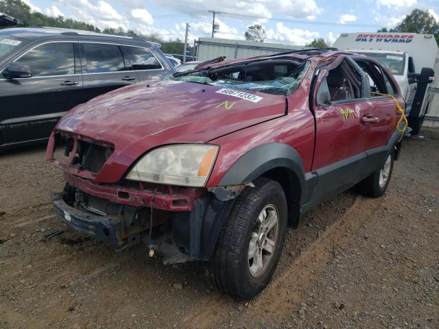 KNDJC733935062126 - 2003 KIA SORENTO MAROON photo 2