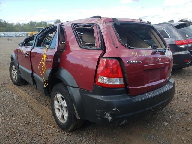 KNDJC733935062126 - 2003 KIA SORENTO MAROON photo 3