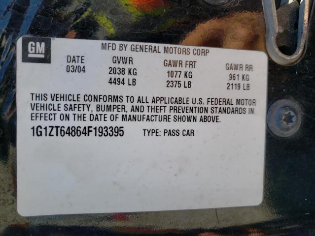 1G1ZT64864F193395 - 2004 CHEVROLET MALIBU MAX 黑色 照片 10