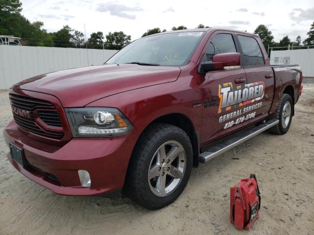 1C6RR7MT0JS345679 - 2018 RAM 1500 SPORT MAROON photo 2