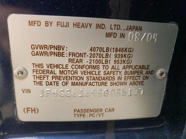 JF4GG61695G056137 - 2005 SAAB 9-2 LINEAR BLUE photo 10