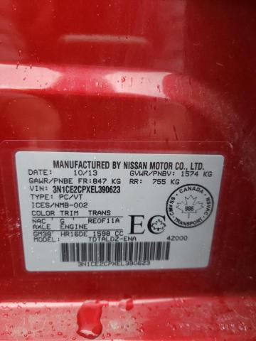 3N1CE2CPXEL390623 - 2014 NISSAN VERSA NOTE RED photo 10