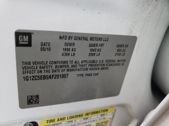 1G1ZC5EB9AF291997 - 2010 CHEVROLET MALIBU 4D WHITE photo 10