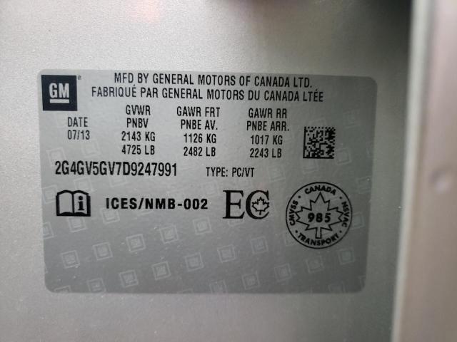 2G4GV5GV7D9247991 - 2013 BUICK REGAL GS Күміс фото 10