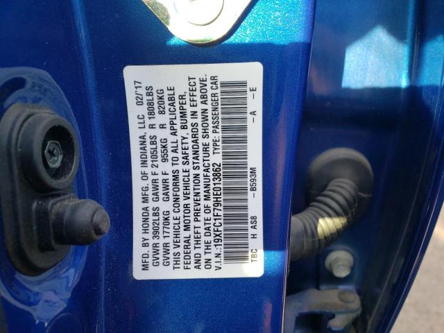 19XFC1F79HE013862 - 2017 HONDA CIVIC EXL 蓝色 照片 10