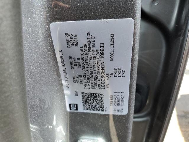1GCGSCEN1N1109633 - 2022 CHEVROLET COLORADO L GRAY photo 10