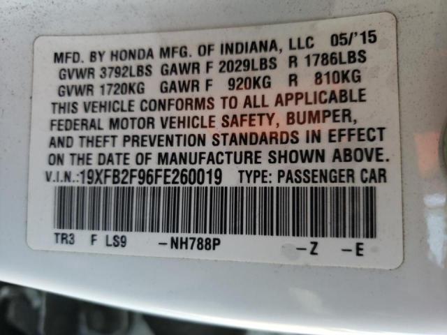 19XFB2F96FE260019 - 2015 HONDA CIVIC EXL Ağ foto 10