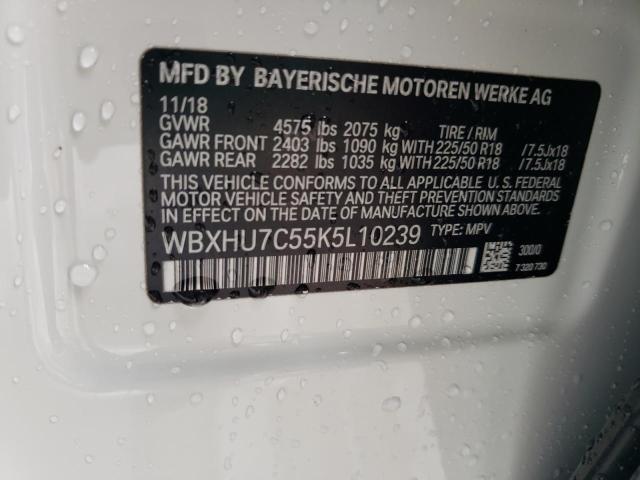 WBXHU7C55K5L10239 - 2019 BMW X1 SDRIVE2 WHITE photo 10