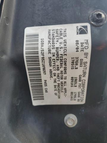 1G8AJ52F95Z109697 - 2005 SATURN ION LEVEL SILVER photo 10