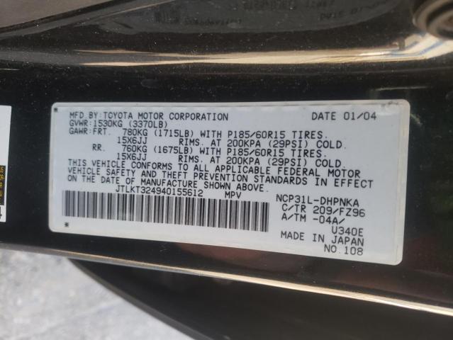 JTLKT324940155612 - 2004 TOYOTA SCION XB Schwarz Foto 10