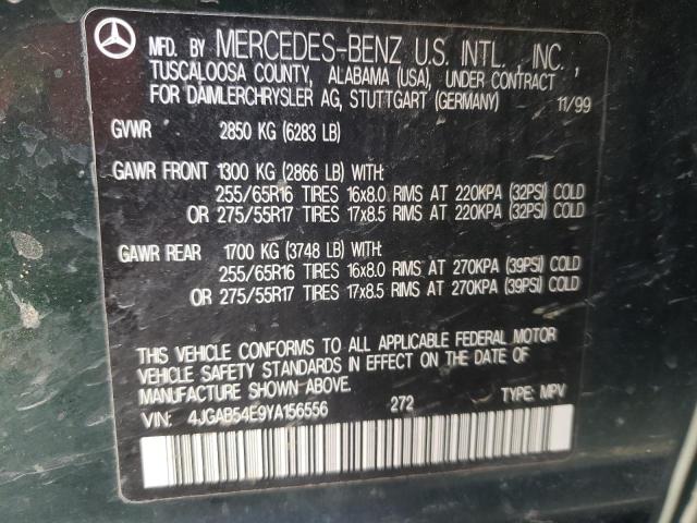 4JGAB54E9YA156556 - 2000 MERCEDES-BENZ ML 320 GREEN photo 10