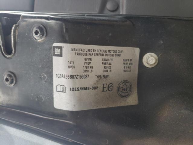 1G8AL55B87Z159027 - 2007 SATURN ION LEVEL GRAY photo 10
