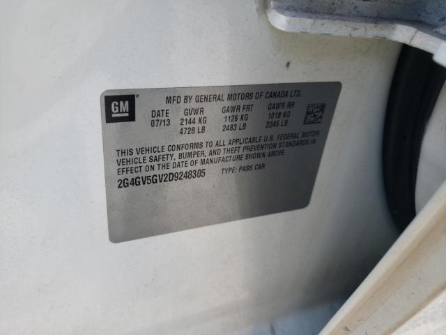 2G4GV5GV2D9248305 - 2013 BUICK REGAL WHITE photo 10