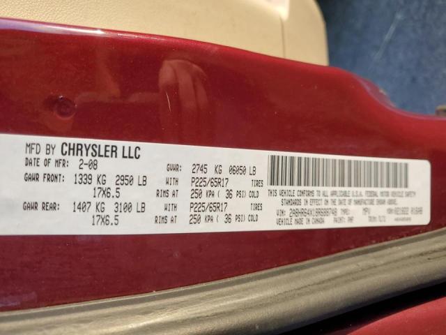 2A8HR64X18R688748 - 2008 CHRYSLER TOWN & COU MAROON photo 10