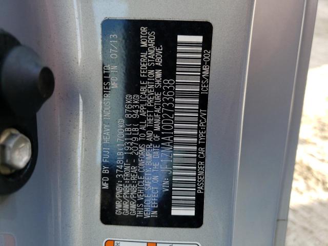 JF1ZNAA10D2733638 - 2013 TOYOTA SCION FR-S SILVER photo 10