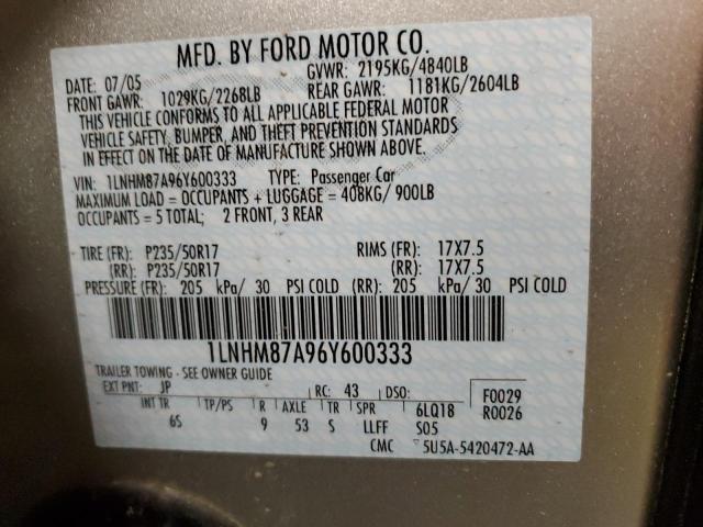 1LNHM87A96Y600333 - 2006 LINCOLN LS 银色 照片 10