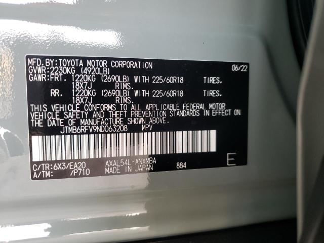 JTMB6RFV9ND063208 - 2022 TOYOTA RAV4 XLE P GRAY photo 10