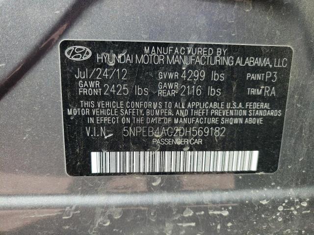 5NPEB4AC2DH569182 - 2013 HYUNDAI SONATA GLS CHARCOAL photo 10