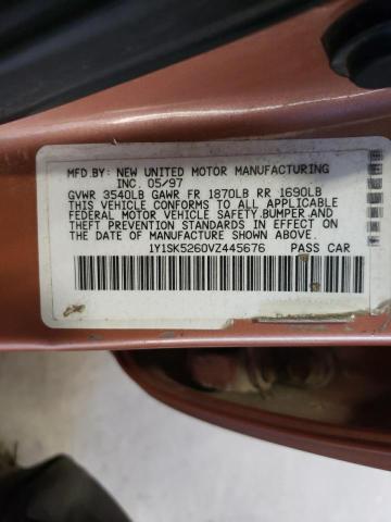 1Y1SK5260VZ445676 - 1997 GEO PRIZM BASE ORANGE photo 10