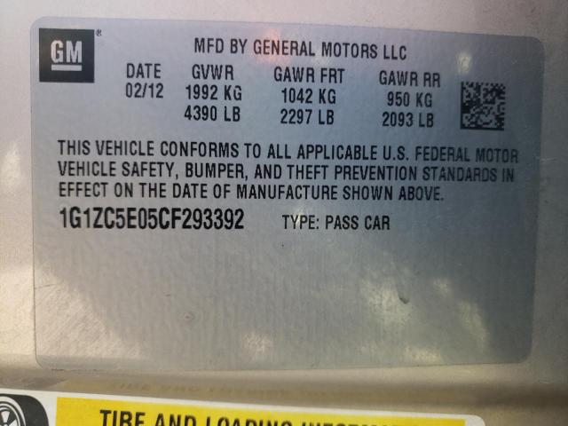 1G1ZC5E05CF293392 - 2012 CHEVROLET MALIBU 1LT 米色 照片 10