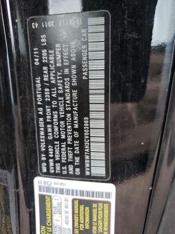 WVWBW7AH3CV003969 - 2012 VOLKSWAGEN EOS KOMFOR 黑色 照片 10