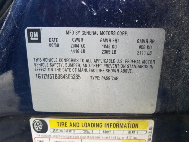 1G1ZH57B384305235 - 2008 CHEVROLET MALIBU 1LT 蓝色 照片 10